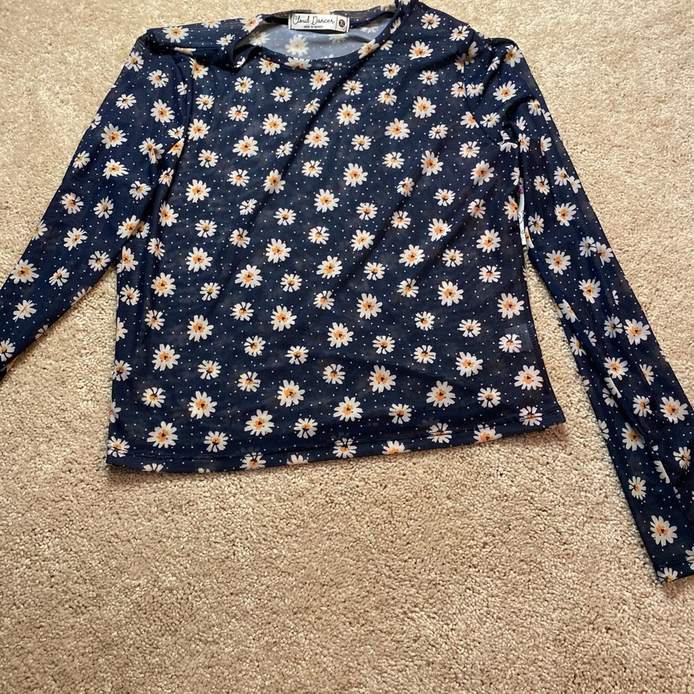 Sheer Long Sleeve Crop